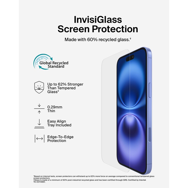 Belkin Belkin ScreenForce InvisiGlass Treated Screen Protector for iPhone 16