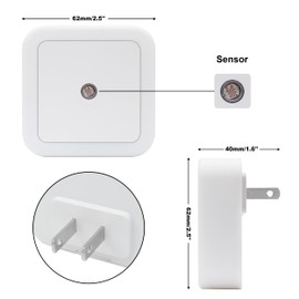 LED Night Lights Plug into Wall 4 Packs,Dusk-to-Dawn Light Sensor with Automatically Turn on and Off Wall Night Light Safety Lighting for Bedroom,Bathroom,Stairs,Corridor,Kitchen(Warm white, Square)