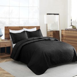 Quilt Set King - Lightweight Microfiber Quilted Summer Bedspread - Modern Style Soft Reversible, Oversized Ultrasonic Coverlet Bedding Set for All Season, 3 Piece (1 Quilt, 2 Pillow Shams)