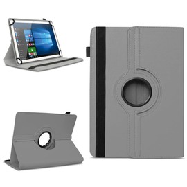 NAUC Robust Universal Case 10 10.1 10.2 10.3 10.4 10.5 10.6 10.8 11 Inch Tablet Protective Case Faux Leather Case Stand Extra 360° Rotatable Colours: Grey