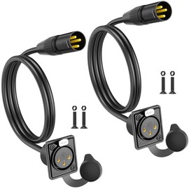 HOSONGIN Premium XLR Pass Through Cable Female to Male, No Solder, for Stage Box, Patch Panel, Floor Box - No Solder for Pro Audio Installations - 2 Pack