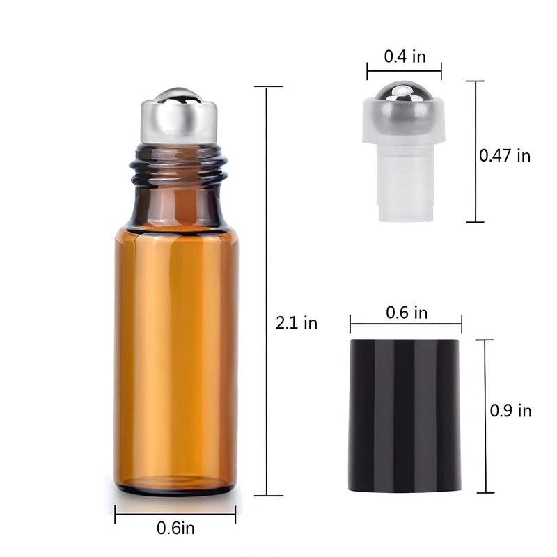Easytle Essential Oil Roller Bottles, 24 Pack Amber Glass Balls