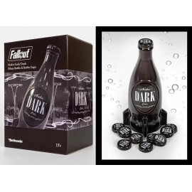 Fallout 4 Nuka-Cola Dark Glass Rocket Bottle + 10 Bottle Caps Replica Figure