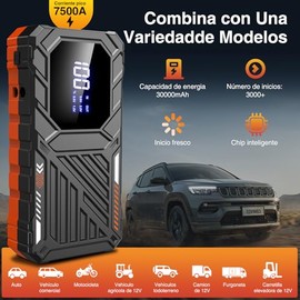 Arrancador de Bateria de Auto, 1500A 30000 Mah Arrancador de Auto, Cargador de Bateria de Auto para 8.0L Gasolina y 6.5L Diésel, 12V Jumper para Carro