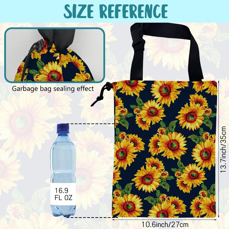 Car Trash Bag Abstract Yellow Sunflowers Hanging Drawstring Car Organizer