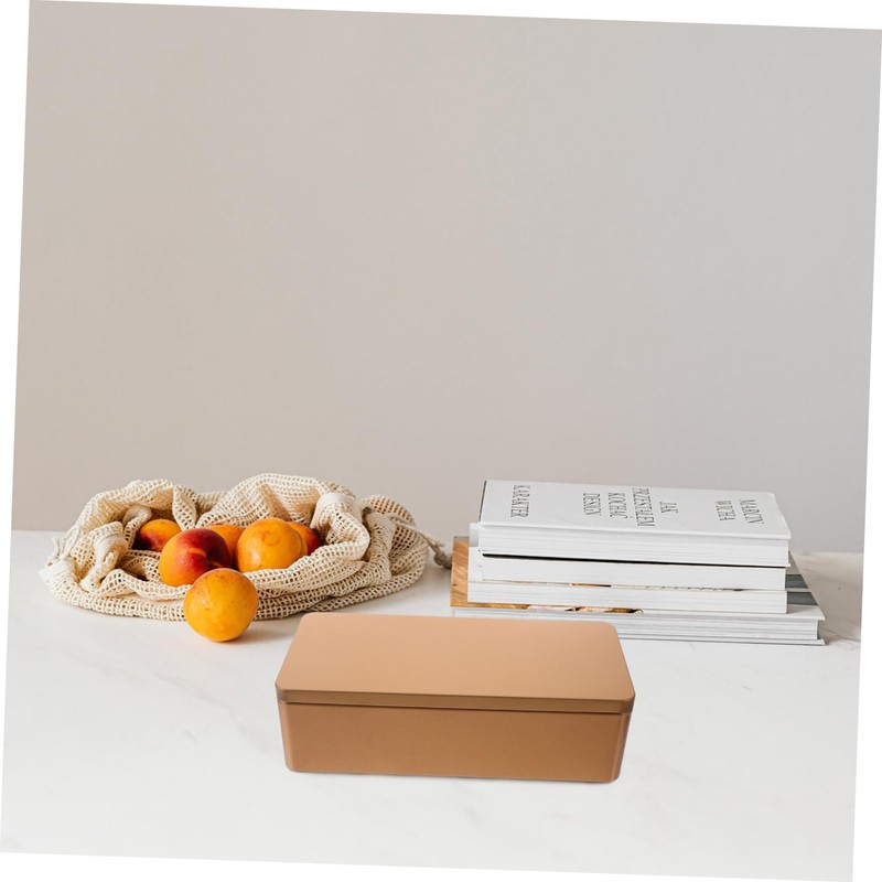 COLLBATH 2pcs Rectangular Tinplate Storage Boxes for Tea Bags and