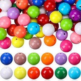 Huquary 170 Pcs Round Bubblegum Beads 20 mm Multicolor Acrylic Chunky Beads Mixed Color Opaque Beads with 3 mm Hole for Pen Necklace Jewelry Making Crafts Supplies (Multicolor,Classic)