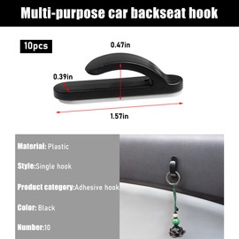 Yourkar 10 PCS Car Sticky Hooks, Multifunctional Vehicle Adhesive Hooks, Hanging Auto Storage Hooks for Key USB Cable Earphone Cable, Universal Interior Decor Car Accessories