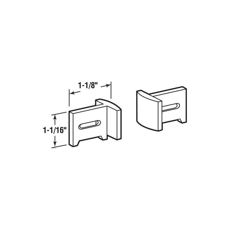 Prime-Line N 7015 Plastic Pocket Door Bottom Guide, 1-1/8 Inch,