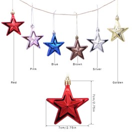 12 Pcs Glitter Star Christmas Trees Decor Set,Multicolor Star Pendant Decor Ornaments for Christmas Xmas Hanging Decorations Festival Holiday Decor