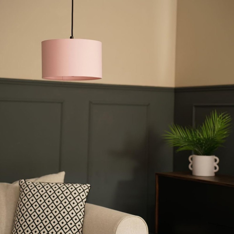 MiniSun | Small Modern Blush Pink Fabric Drum Light Shade