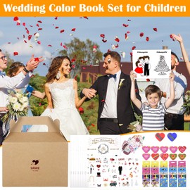 YSWOVUO Set of 10 Children's Wedding Colouring Book with Stickers, Colouring Pencils, Pencil Sharpener, Eraser and Gift Box, Wedding Favours, Children's Colouring Book as Wedding, Children's Activity