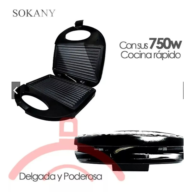 Total Supplier Sandwichera Parrilla Panini Antiadherente Tostadora 2 Placas