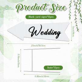 Queekay 15 Pack White Blank Arrow Signs with Stakes 23 x 7 Inches Yard Sales Signs Wedding Directional Signs This Way Yard Sale for Signs Ceremony and Reception Wedding Birthday Party Decorations