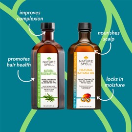 Nature Spell Hair Growth Duo with Rosemary & Batana Oils, Pre-Diluted Oil Set to Promote Growth & Strengthen Dry, Damaged Strands, For All Hair Types, Vegan, Pack of 2, 150ml Each
