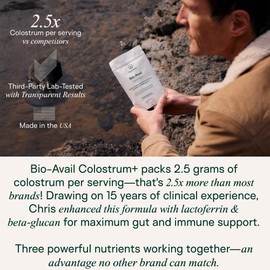 Adapt Naturals Colostrum Supplement with Lactoferrin & Beta Glucan, Bio-Avail Grass Fed Bovine Colostrum Powder for Gut Health, Immune Support & Vitality | Non-GMO, 2500mg, Unflavored - 60 Days Supply