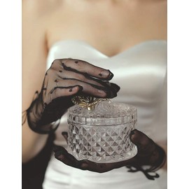 QRBTSCL Short Black Lace Gloves Tea Party Gloves Costumes Glove for Wedding Dinner Party