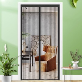 36"x82" Magnetic Screen Door Fits Door Size 34"x80",Walk Through Easily,Moustiquaire Magnétique,Black Mesh Door Screen,Mesh Net Closure with Automatic Block,Keep Bugs Out,Mosquito Patio Door Curtain
