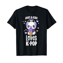 Just A Girl Who Loves K-Pop Shirt Gift Kawaii Boba And KPop T-Shirt