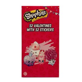 Shopkins 32 Valentines Day Cards with 32 Stickers Plus 48 Heart Seals