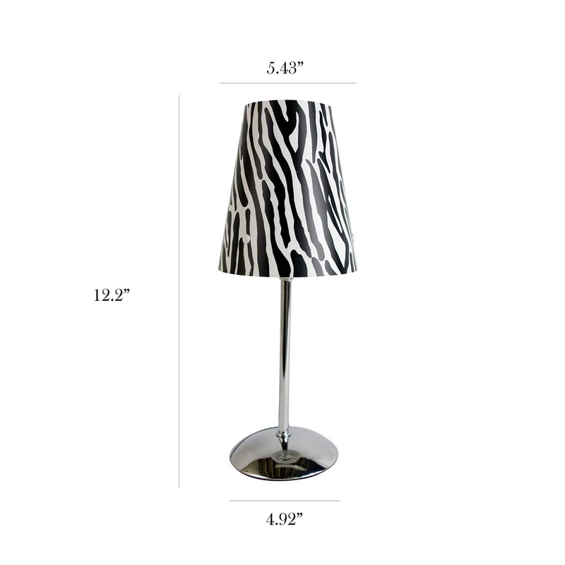 Simple Designs LT3024-ZBA Mini Silver Table Lamp with Animal Print