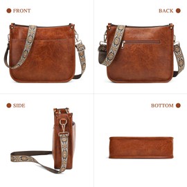 UBAYMAX Leather Purses for Women, 2PCS/Set Vegan Crossbody Bags for Women Hobo Bag Purses Shoulder Handbags With Wide Shoulder Strap (Brown)