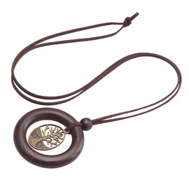 joymiao Leather Necklace for Women, Bohemian Tree of Life Pendant, Zinc Alloy, Adjustable 88cm, Unisex