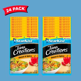 StarKist Tuna Creations Sweet and Spicy, 2.6 oz Pouch (24 Pack) Ready to Eat Wild Caught Tuna, 16g Protein, 90 Calories Per Serving, Gluten Free, Soy Free, Kosher, Perfect for Salads, Meals and Snacks