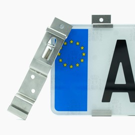 Autodomy Pack of 4 Car License Plate Holder 125x25 mm | Car Trailer License Plate Clip | Number Plate Clips Inox + 8 Screws | License Plate Holder is Universal Valid for Trailers, Caravan, Trucks