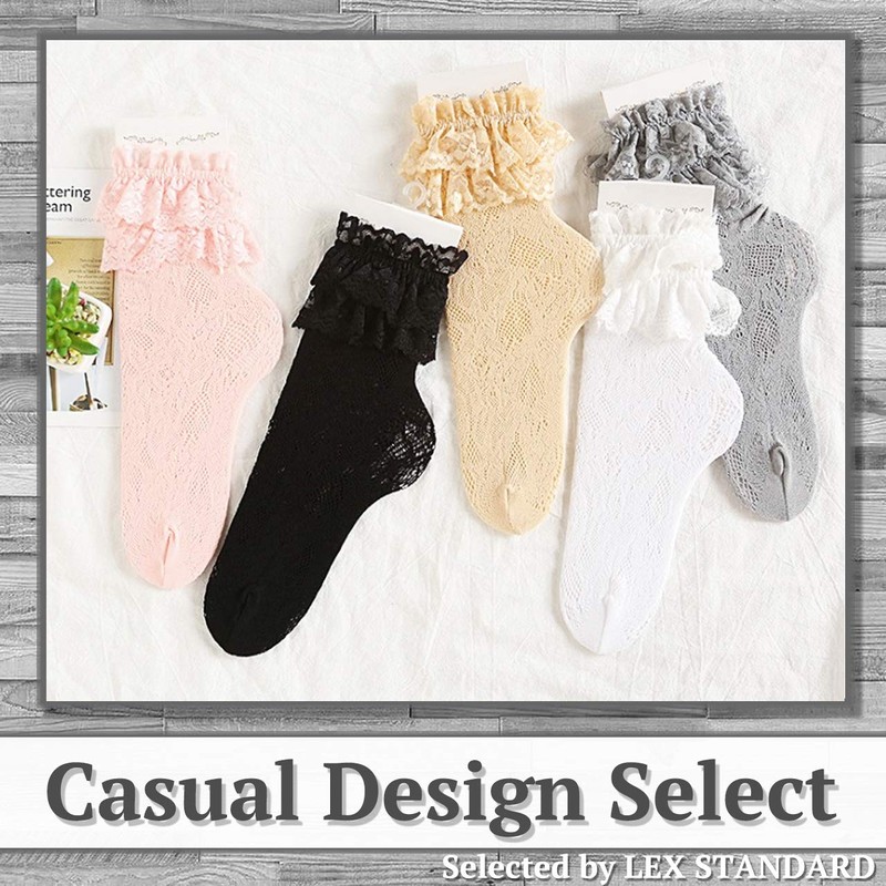 LEX STANDARD PS035 Socks, Casual, Lace, Frill, Popular, Women's Socks,