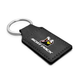 iPick Image Compatible with Dodge Scat-Pack Full Color Rectangular Black Leatherette Key Chain