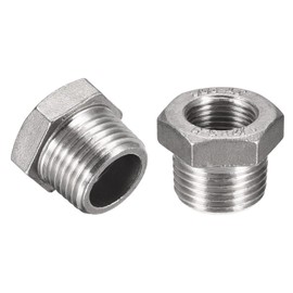 TA-VIGOR 2Pcs Reducer Hex Bushing, 1/2 PT Male to 3/8 PT Female 304 Stainless Steel Reducing Pipe Fitting Adapter for Water Oil Air Pressure Gauge, Pipe Connecting Conversion