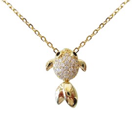 Hiqmic 925 Sterling Silver Funny Fish Pendant Necklace White Gold Plated Jewelry Gifts 16"+2" WK99026 Gold