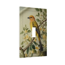 MUZUMU Colorful Bird Flowers Light Switch Covers 1 Gang Single Toggle Wall Plate Decorative Switchcover Electrical Switchplate for Country Living Decor