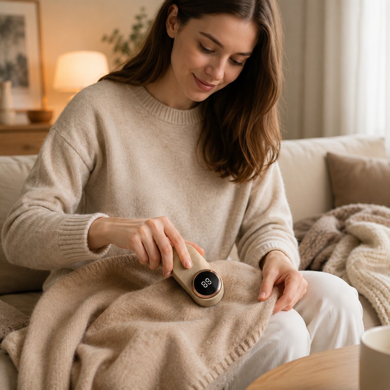 Rechargeable Fabric Shaver for Clothes – LED Digital Lint &