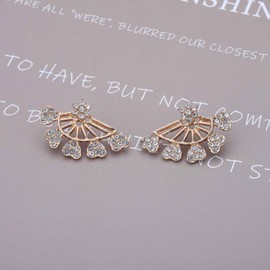 Wendalern Cubic Zirkonia Ohr Jacke Ohrringe Gold Blume Vorne Zurück Ohrringe Diamant Kristall Ohrstecker Ohrringe Strass Zurück Hängende Ohrringe Party Prom Schmuck Für Frauen