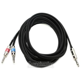 Pro Co IPBQ2Q-20 1/4" TRS Male to Dual 1/4" TS Male Insert Cable - 20'