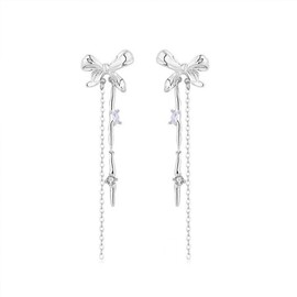 Bow Stud Earrings for Women Bow Tassel Earrings Silver Rhinestone Earrings Bow Shiny Bar Earrings Bowknot Earrings Bow Statement Earrings Bow Chain Dangle Earrings Jewelry Gifts for Girls