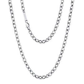 VEXXS Cable Chain Necklace, 18K Real Gold Plated Rolo Chain, Durable No Color Fading O Cross Cable Link Chain 2mm 3mm 6mm Gold Chain Necklace for Men Women