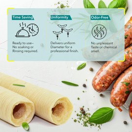 The Sausage Maker® 26mm Collagen Casings For Sausage Making, Edible, Clear, Smoked Beef Collagen Sticks, 1” Diameter Hot Dog Casings, 98 Feet Sausage Skin, Stuff Approximately 28 Lbs Meat