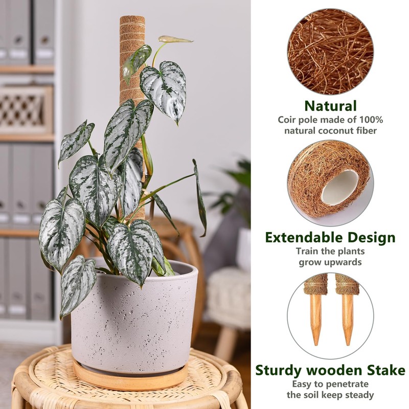 4 Pack 47 Inch Moss Pole, Stackable Moss Poles for