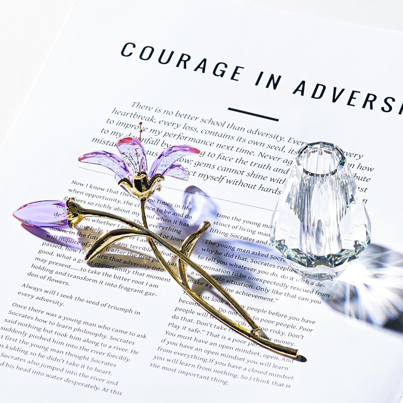 RONG KRISTO Crystal Calla Lily Flower Vase for Bouquets,Elegant Figurine