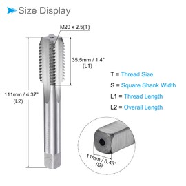 CoCud Thread Milling Taps, Metric M20 x 2.5 Thread, Machine 4 Straight Flutes Left Hand Screw Threading - (Applications: for Tapping Drilling Machine)