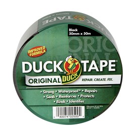 Duck Tape 260131 Original Black Improved Formula High Strength Waterproof Gaffer and Duct Tape Repair Tape 50mm x 50m