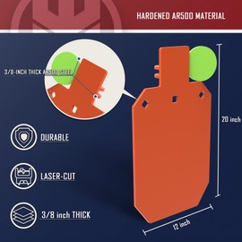 KNINE OUTDOORS Target Stand System 12x20 inch AR500 Steel Hostage Reactive Shooting Target 3/8" Thick with 2x4 Target Stand Kit (12x20 inch and 3/8" Thick Target Stand System)