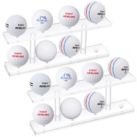 Silipull 2 Pcs Golf Ball Display Rack 8 Balls Clear Acrylic Golf Ball Display Case Holder Golf Ball Small Ball Table Tennis Display Stand Shelf Double Layer