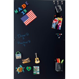 Large Magnetic Board for Wall - Magnet Display Board - Magnetic Bulletin Board - Steel Dry Erase Memo Board - Made in USA (Matte Black, 23" Wx35 L)