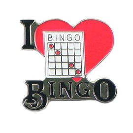 Metal Enamel Pin Badge Brooch Red I Love Luv Bingo Heart