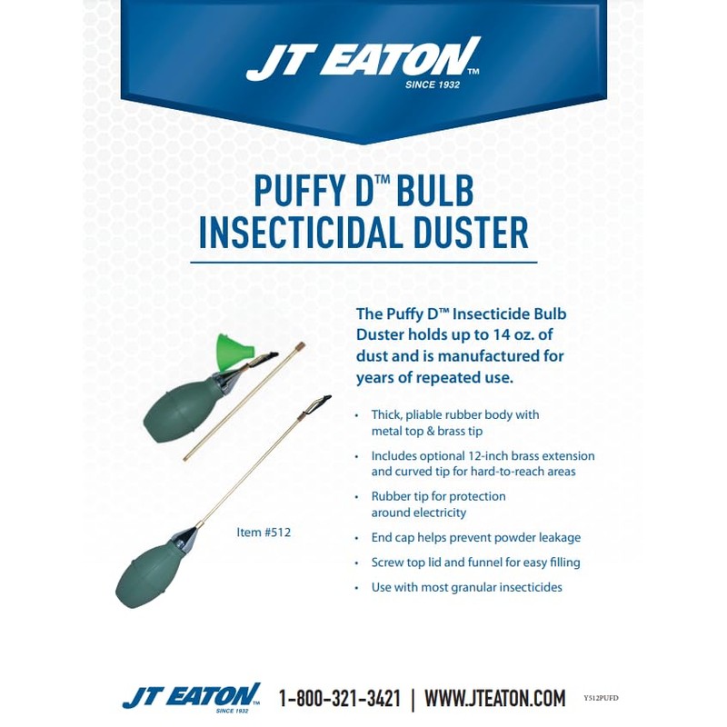 Puff-D 512 Puffy-D Bulb Insecticidal Duster, Heavy-Duty Dust Applicator for