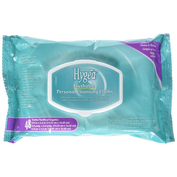 Hygea Flushable Personal Cleansing Cloths 48 Wipes